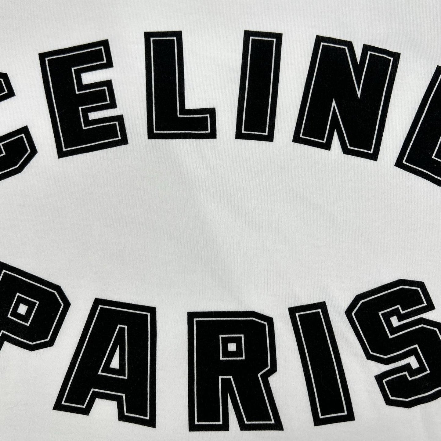 CELINE 24SS White Loose Fit Graphic Cotton T-Shirt Size XS