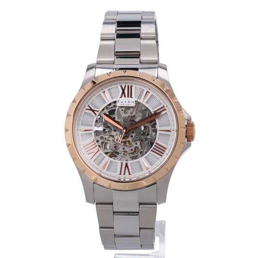 Furbo Automatic Skeleton Watch Silver/Pink Gold