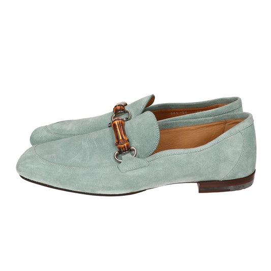 GUCCI Suede Bamboo Horsebit Loafers Blue Size UK 7.5
