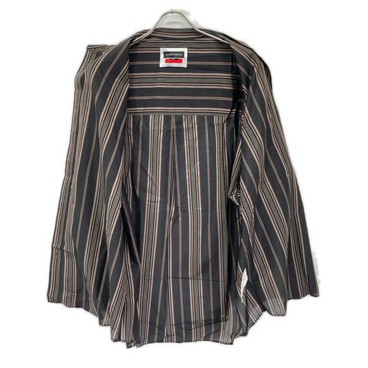 MAISON SPECIAL Silk Blend Stripe Band Shirt Black Size 01