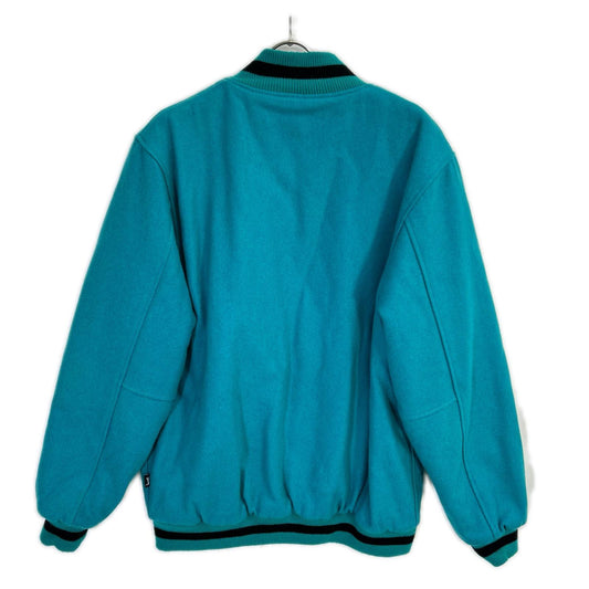 STUSSY 15AW Big S Letterman Polyester Jacket Green Size XL