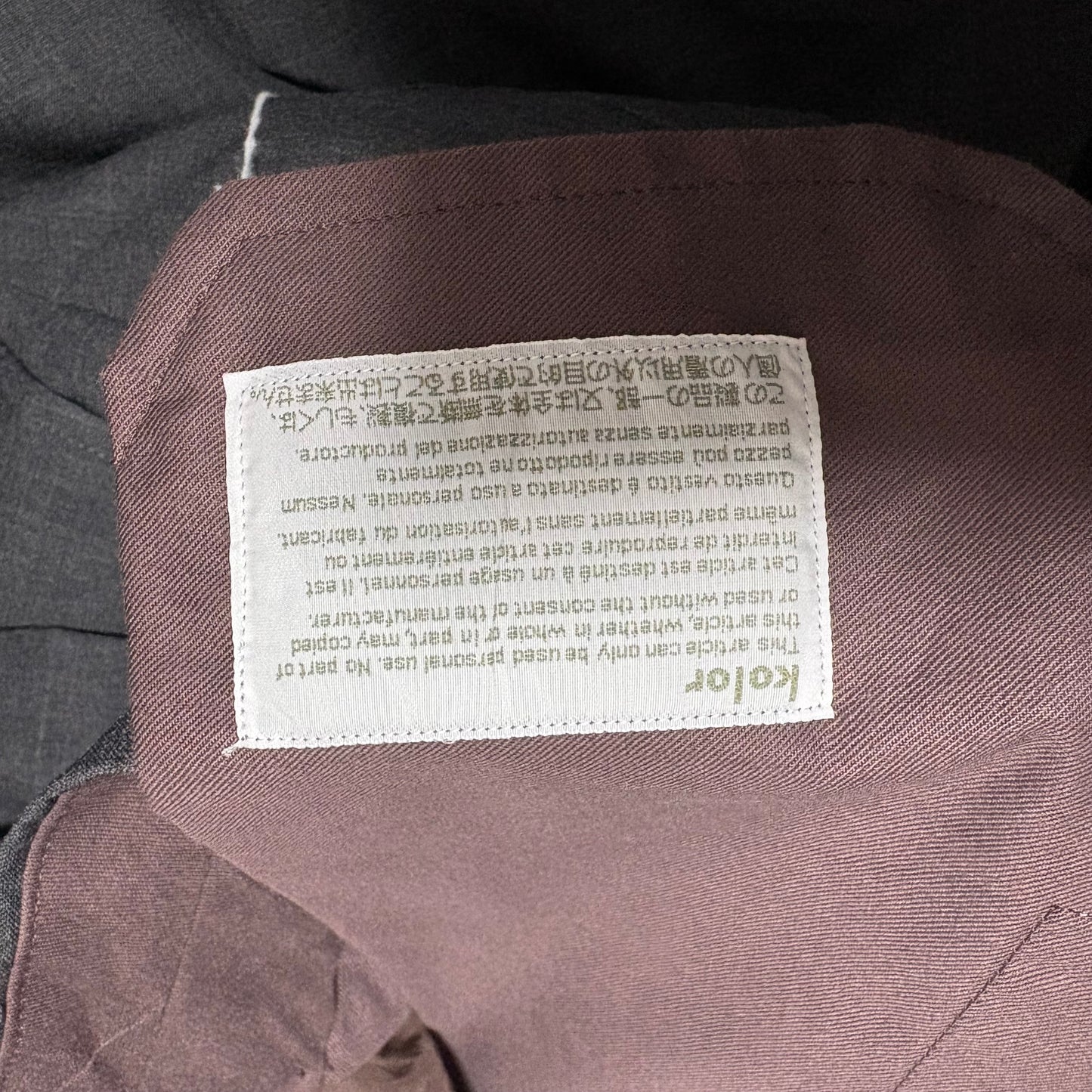 kolor 21SS Asymmetric Wool Cropped Pants Gray Size 2