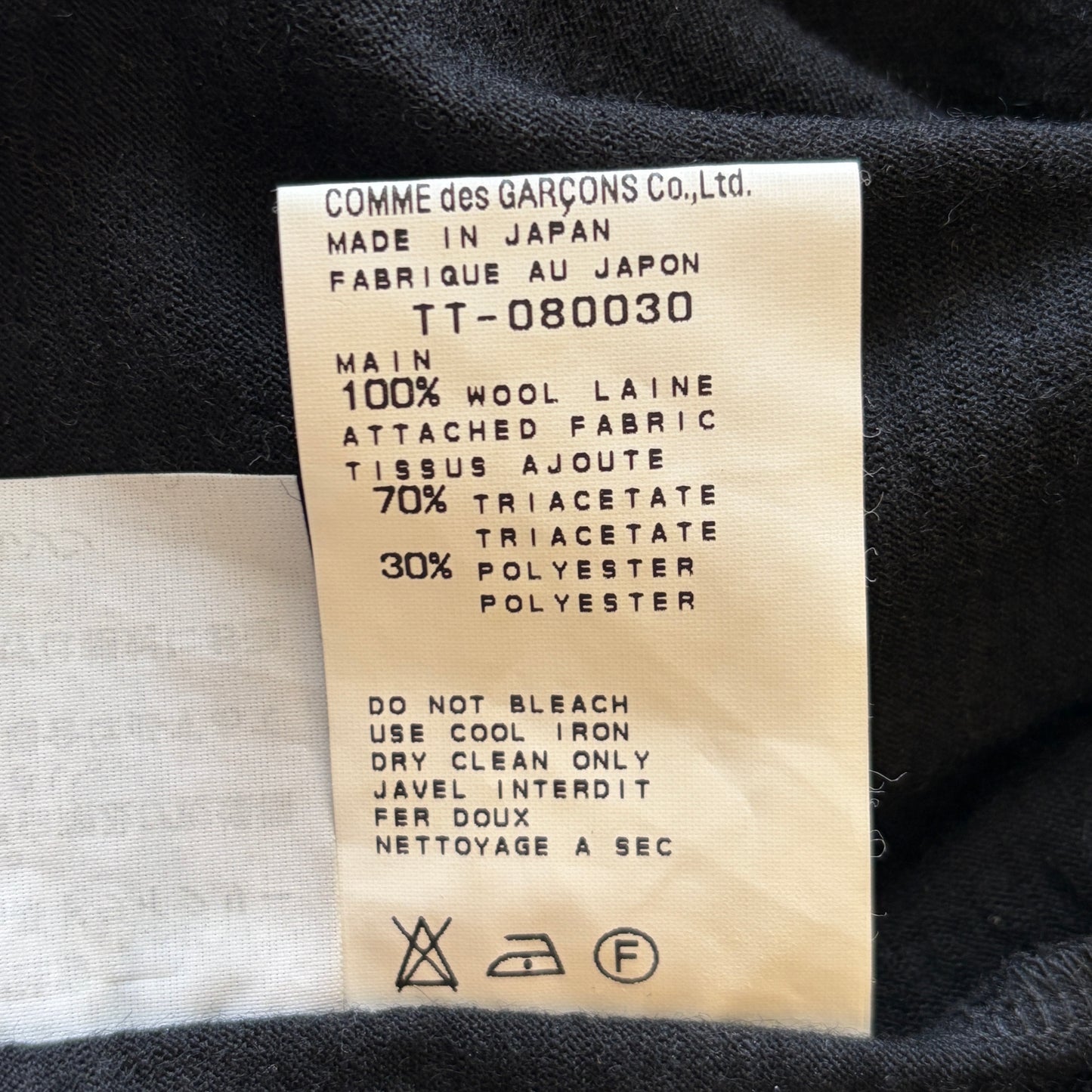 Japanese Brand tricot CDG Black Long Sleeve Shirt Size XS
