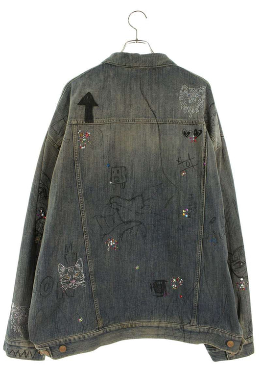 BALENCIAGA Distressed Graffiti Stone Denim Jkt Indigo Size M