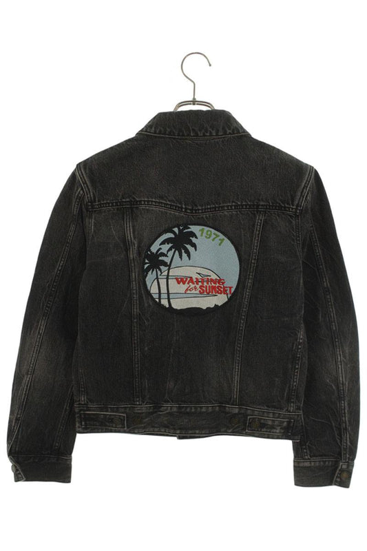 YVES SAINT LAURENT Back Embroidered Denim Jacket Size XS
