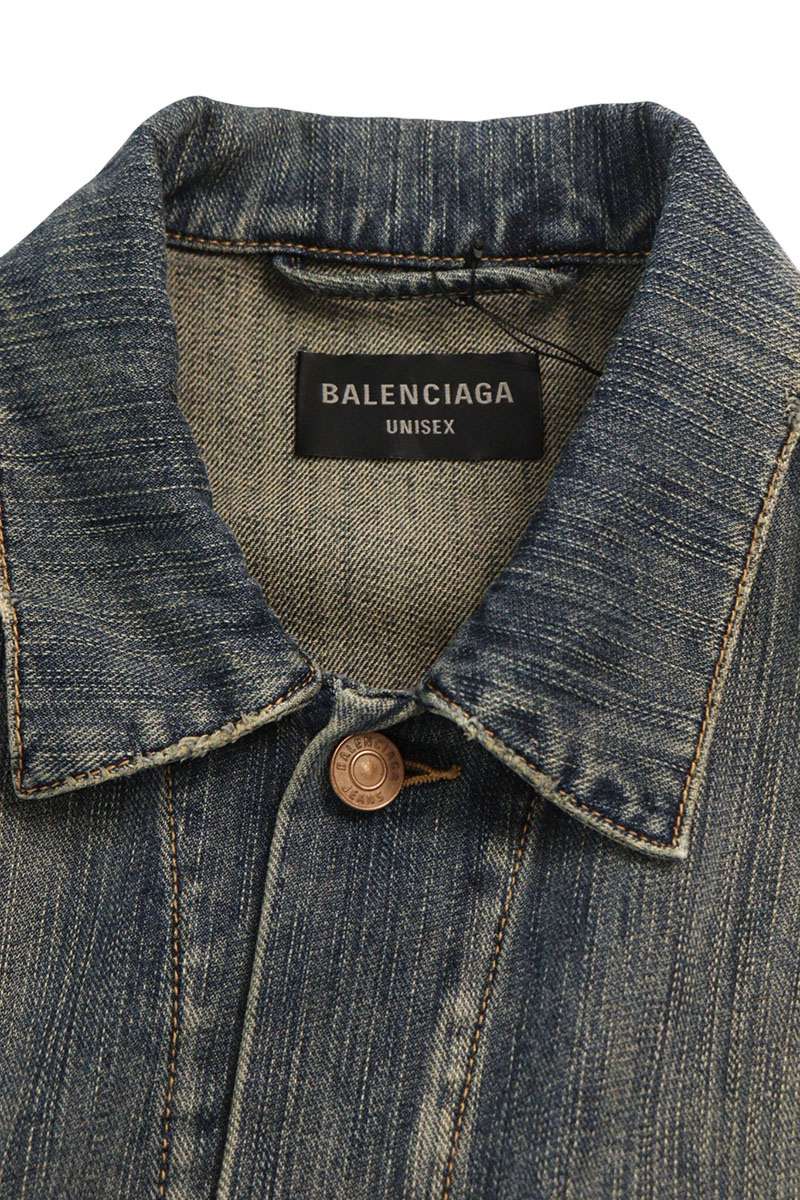 BALENCIAGA 23AW BB Print Oversized Denim Jacket Size S
