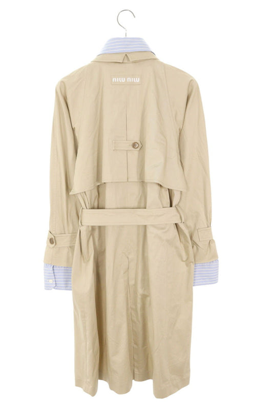 miumiu 22SS Shirt Layered Trench Coat Beige/Blue Size XXS