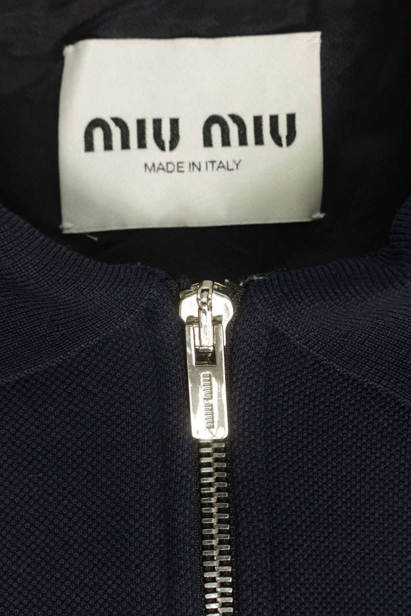 miumiu 25SS Logo Emb. Bonded Pique Jersey Blouson Size S
