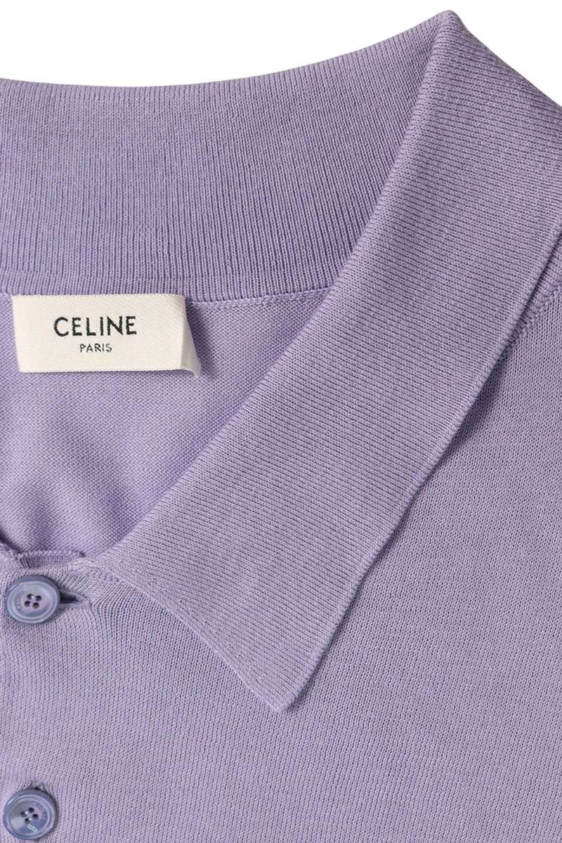 CELINE Triomphe Long Sleeve Polo Cotton Purple Size XL