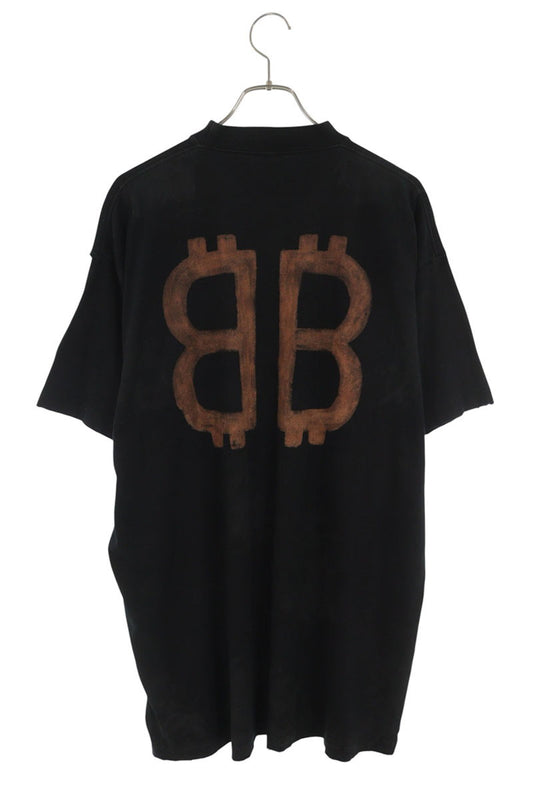 BALENCIAGA BB Logo Oversized Cotton T-Shirt Black Size S