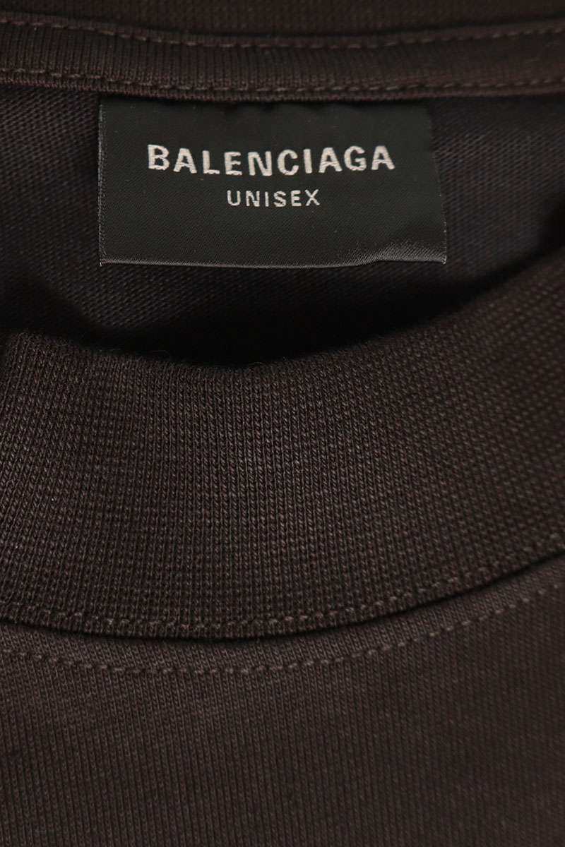 BALENCIAGA Embroidered Logo Cotton T-Shirt Black Size S