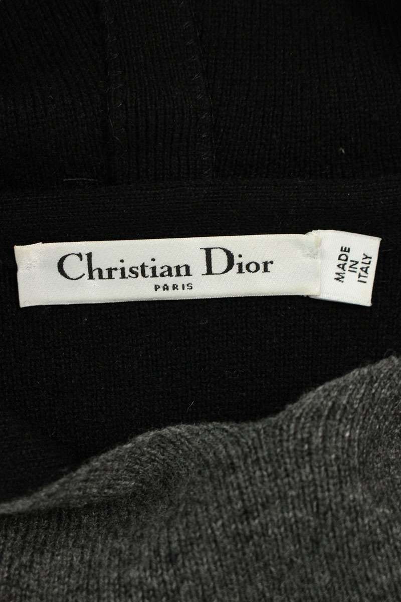 Christian Dior J'DIOR Back Logo Cashmere Hoodie Gray Size 38