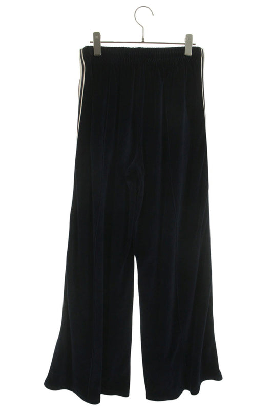 CELINE Triomphe Embroidered Velvet Wide Pants Blue Size M