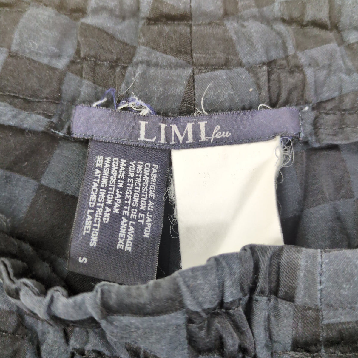 Limi Feu Black Block Check Wide Easy Cotton Pants Size S