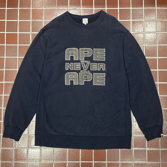 A BATHING APE sweat Vintage 90s-00s APE Shall Never Kill APE Blue Size L