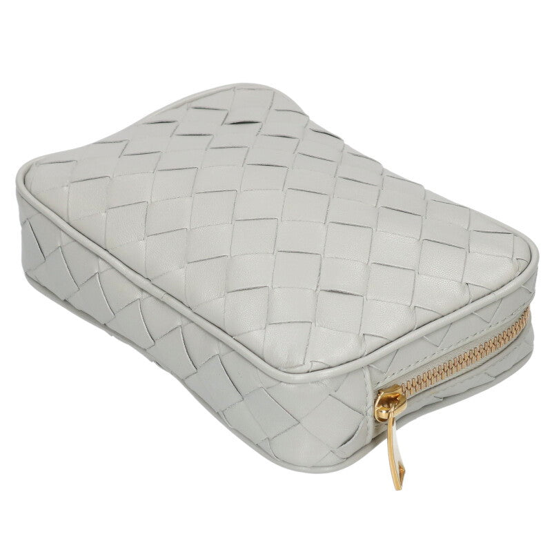 BOTTEGA VENETA Gray Intrecciato Leather Pouch Size ONE SIZE