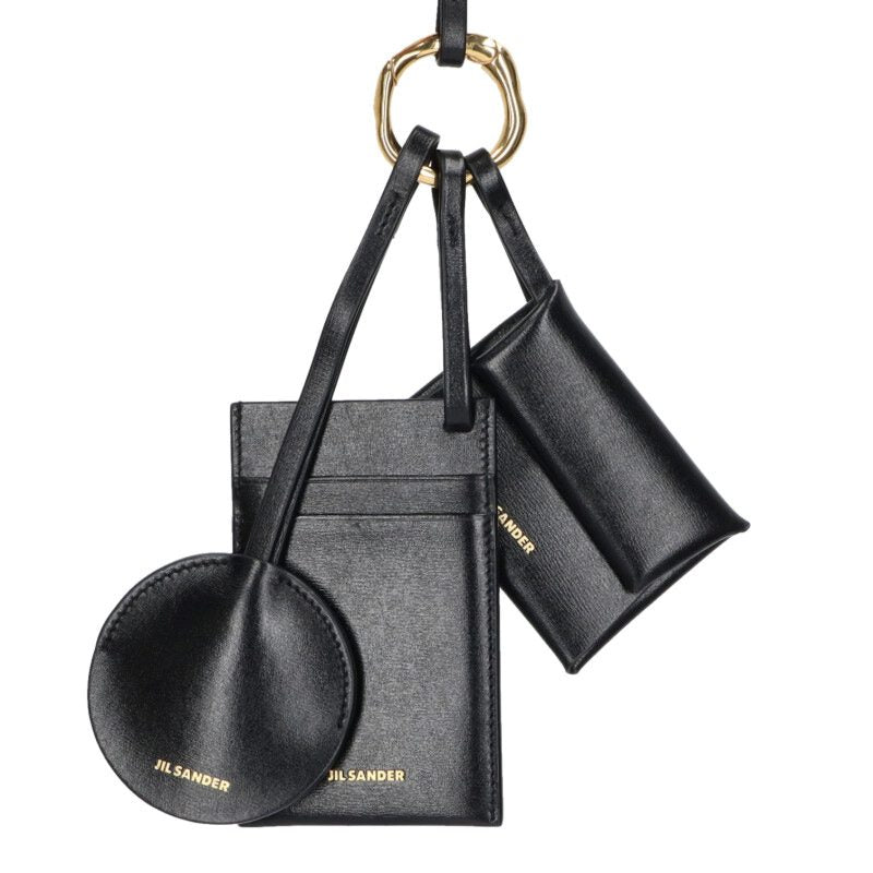 JIL SANDER Leather Card Case Multi Pouch Black Size ONE SIZE
