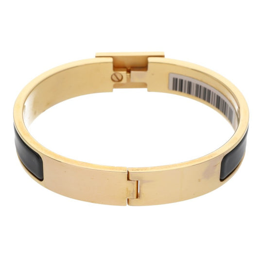 HERMES Clic H Metal x Enamel Bracelet Gold/Black Size ST