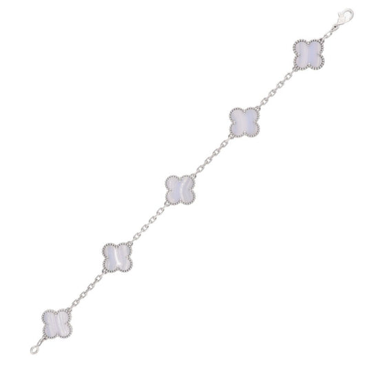 VANCLEEF & ARPELS Vintage Alhambra White Gold Bracelet Size ONE SIZE