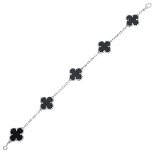 VANCLEEF & ARPELS 18K WG Alhambra Onyx Bracelet