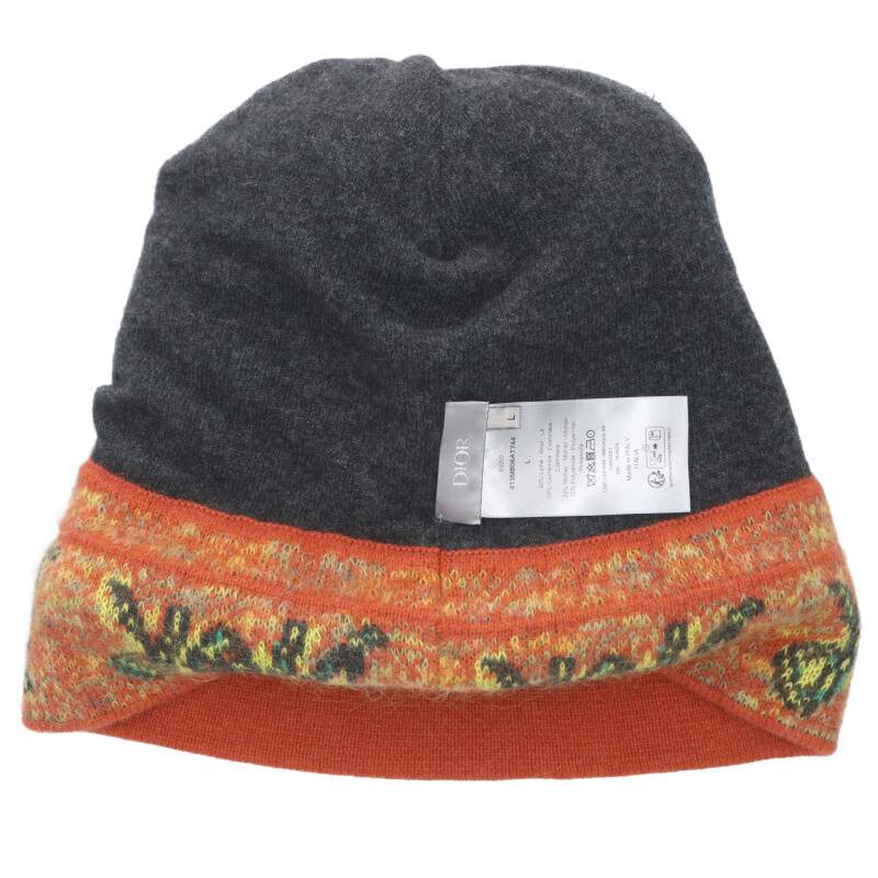 DIOR Multicolor Pom-Pom Cashmere Mohair Knit Cap Size L