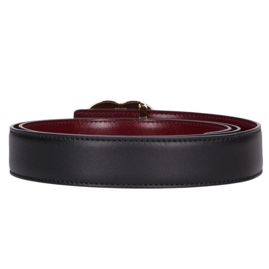 CHANEL CC Mark Reversible Belt Black/Bordeaux Size 95