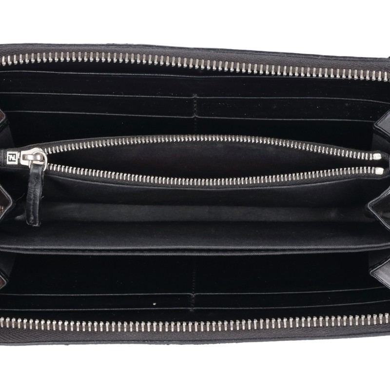 FENDI Brown Zucca Round Zip Wallet Size ONE SIZE