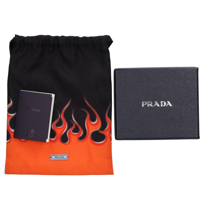 PRADA Saffiano Leather Triangle Wallet Black Size ONE SIZE