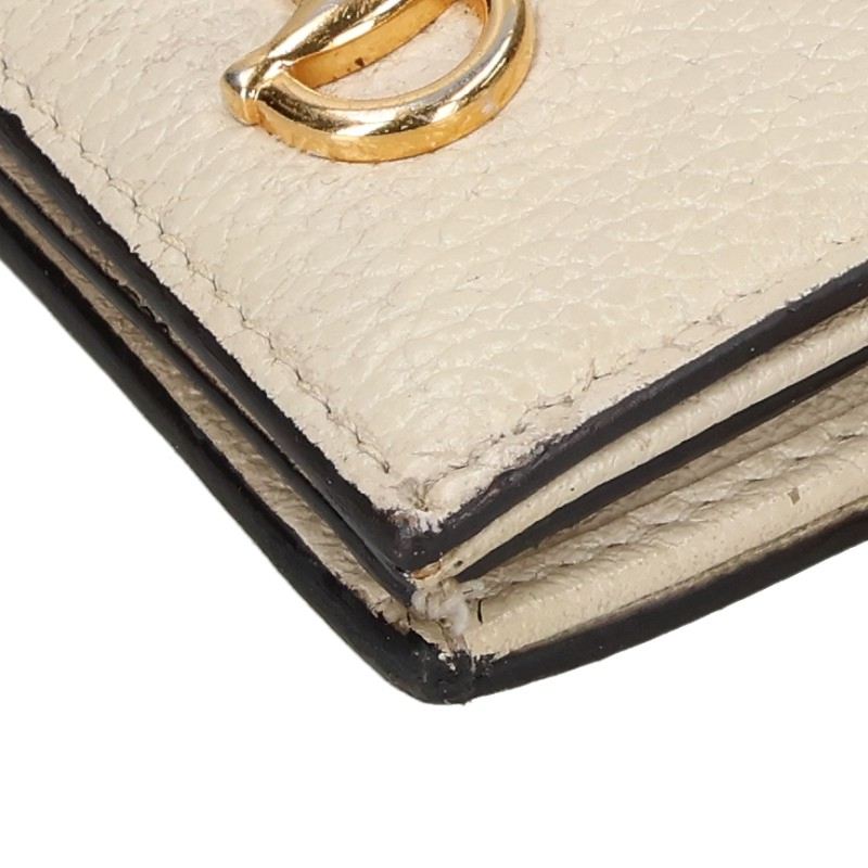 GUCCI Zumi Mini Chain Bi-fold Wallet White Gold