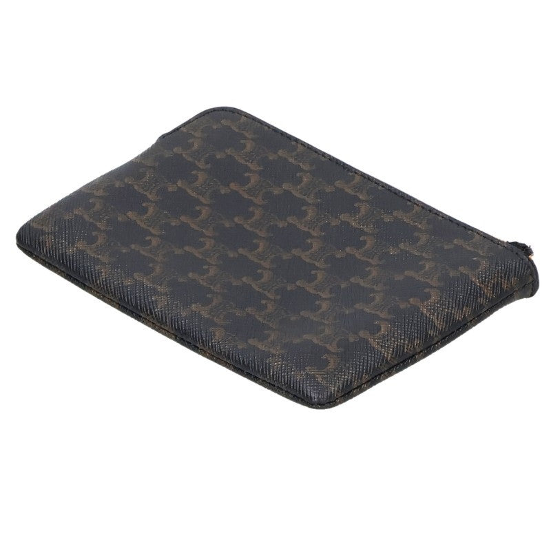 CELINE Triomphe Logo Print Coin Wallet Brown Size ONE SIZE