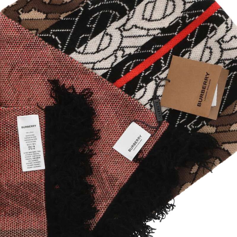 Burberry TB Jacquard Cashmere Scarf Brown Size ONE SIZE