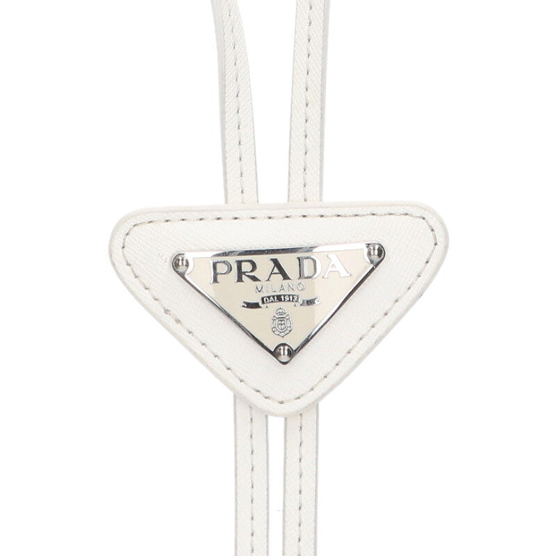 PRADA Triangle Logo Plate Bolo Tie White