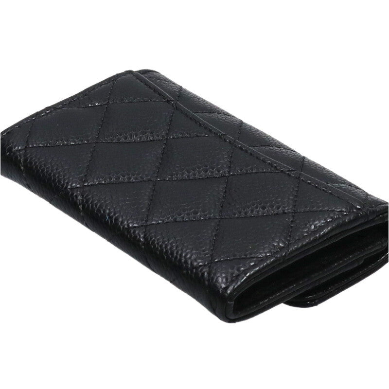 CHANEL Caviar Skin CC Logo Card Case Black Size ONE SIZE
