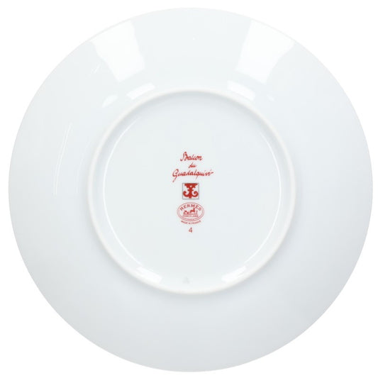 HERMES Gadalkivir No4 Pattern Bread Plate White x Red