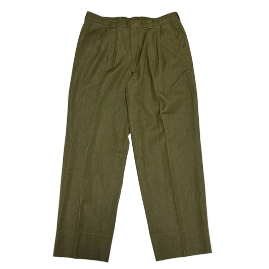 KENZO 90s Khaki Cotton Wool Two-Pleat Slacks Size 4