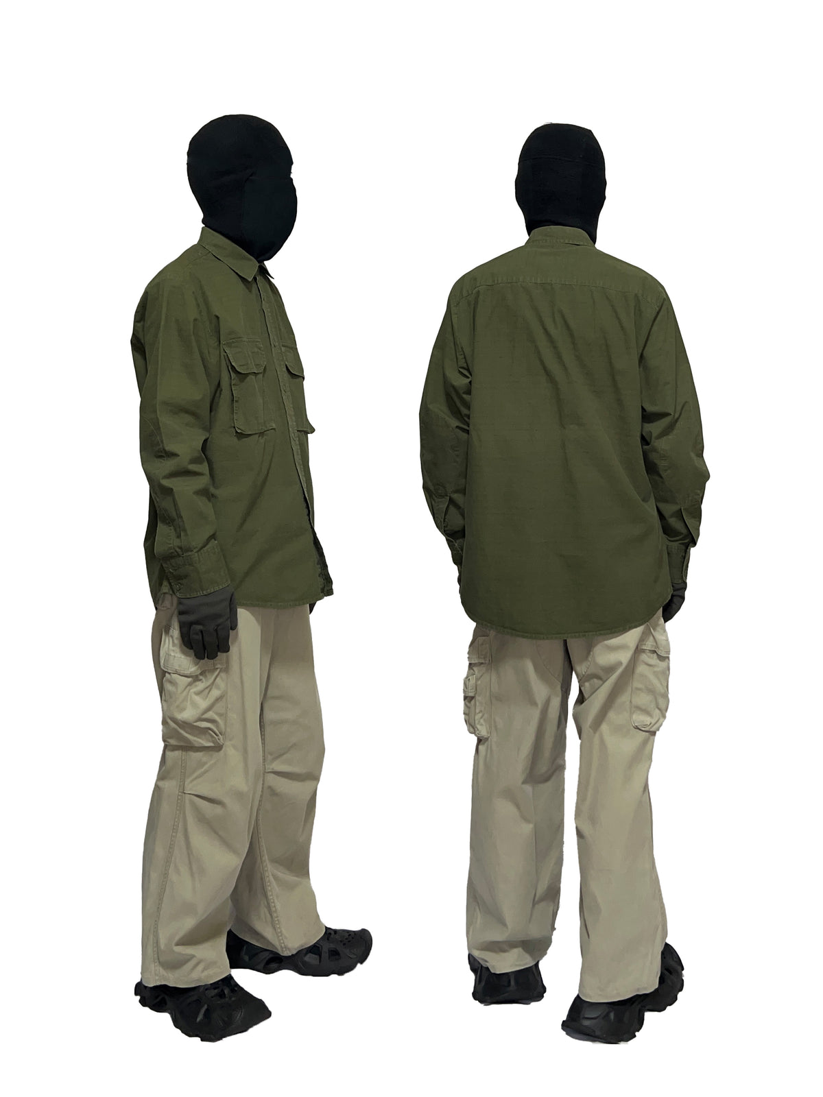 LEVIS 1990s Velcro Pocket Long Sleeve Shirt Olive Size L