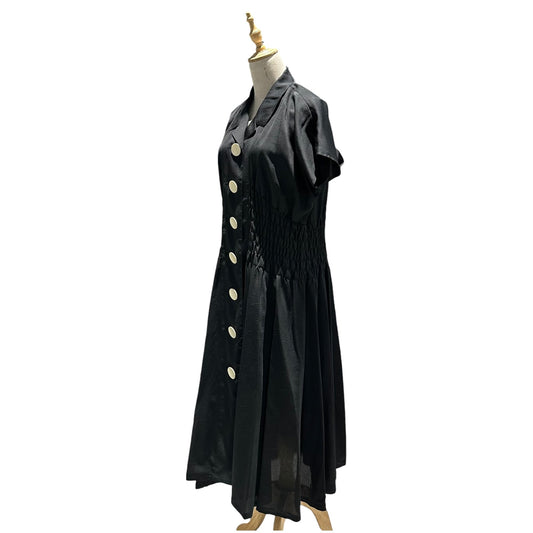 ISSEY MIYAKE 92SS Big Button Gathered Dress Black Size S