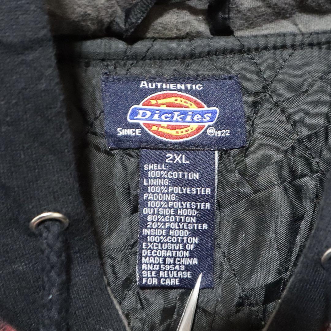 Dickies Plaid Hooded Oversized Zip Coat Red Black Size 2XL