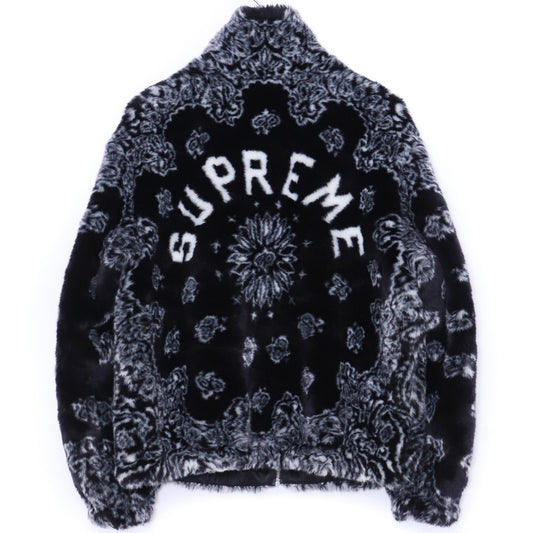 SUPREME 21SS Bandana Faux Fur Bomber Jacket Black Size M