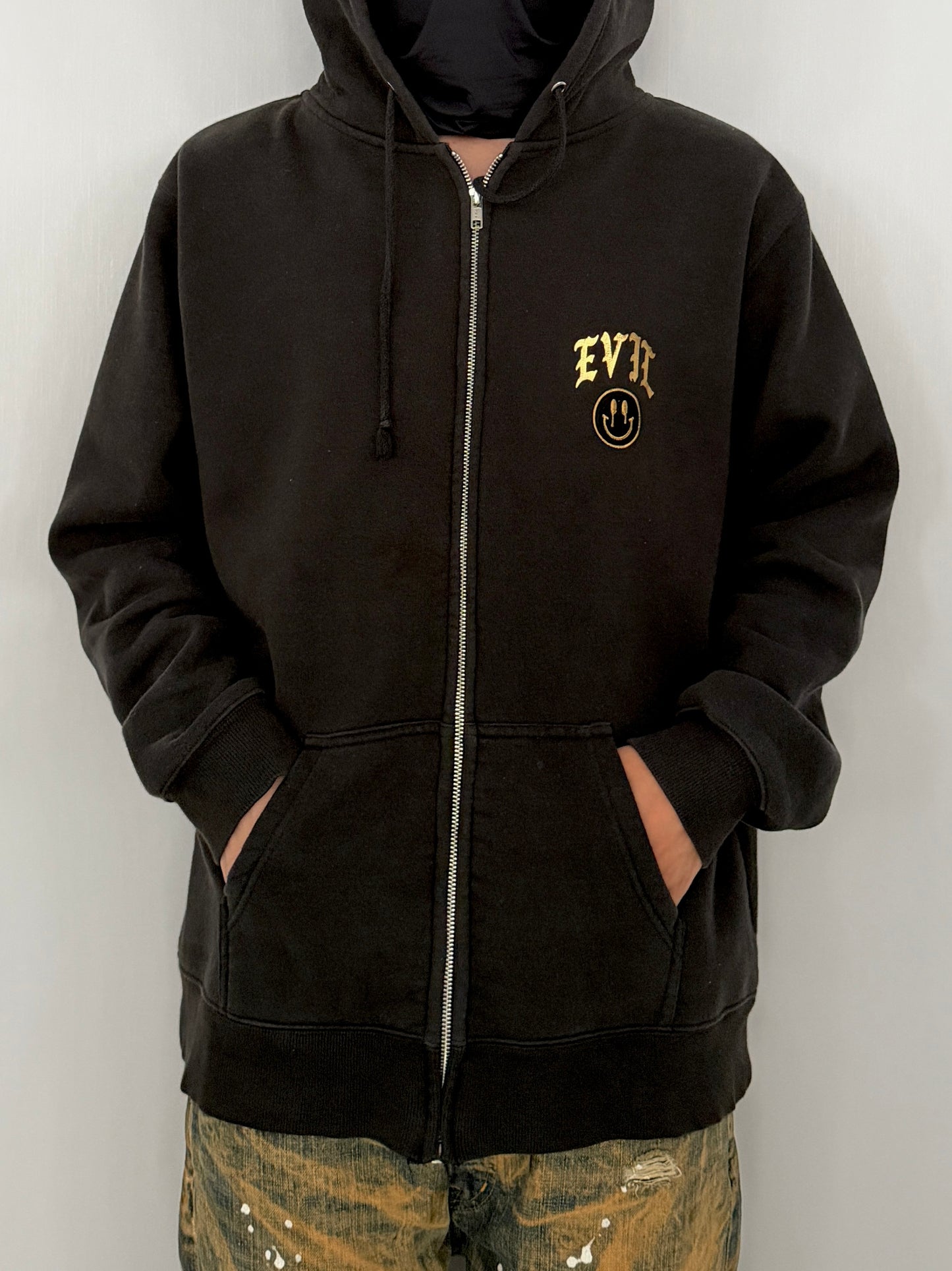 Vintage Milkboy Message Black Zip Hoodie Size XL