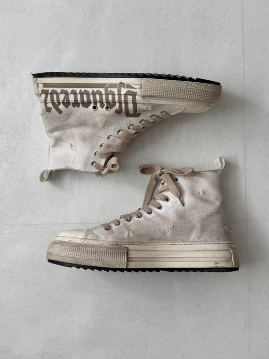 Dsquared2 Beige Distressed Sneakers Size EU 42
