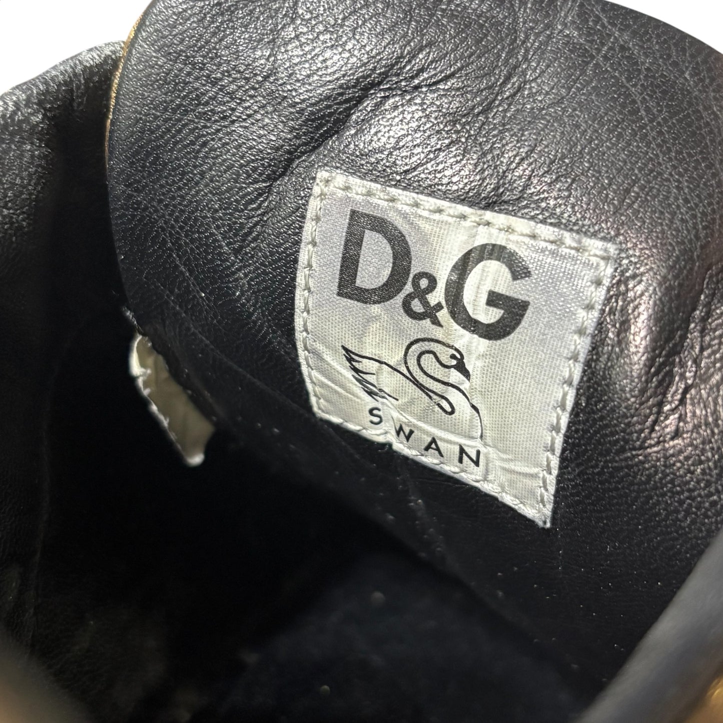 Vintage 00s Dolce&Gabbana SWAN Gold Sneakers
