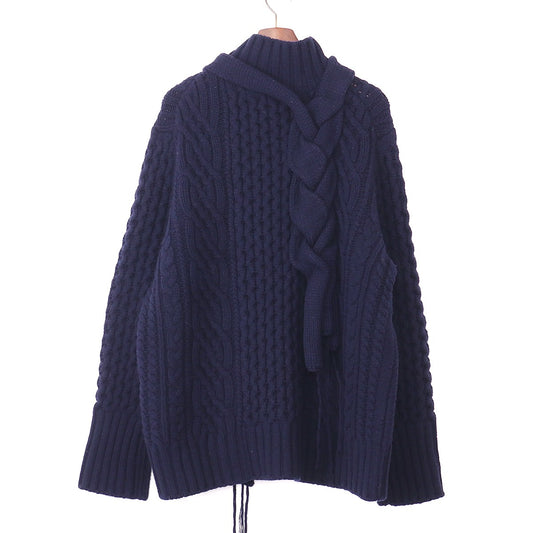 SACAI Low Gauge Wool Knit Navy Size 4