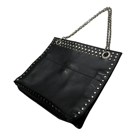 Y's Leather Stud Double-Chain Shoulder Bag
