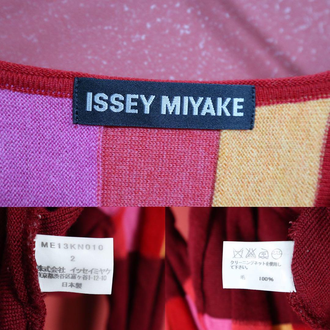 Issey Miyake Red Accent Stripe 3D Wool Knit Size 2