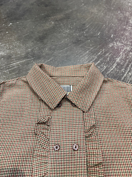 YOUTH BATH Double Button Frill Check Shirt Size S