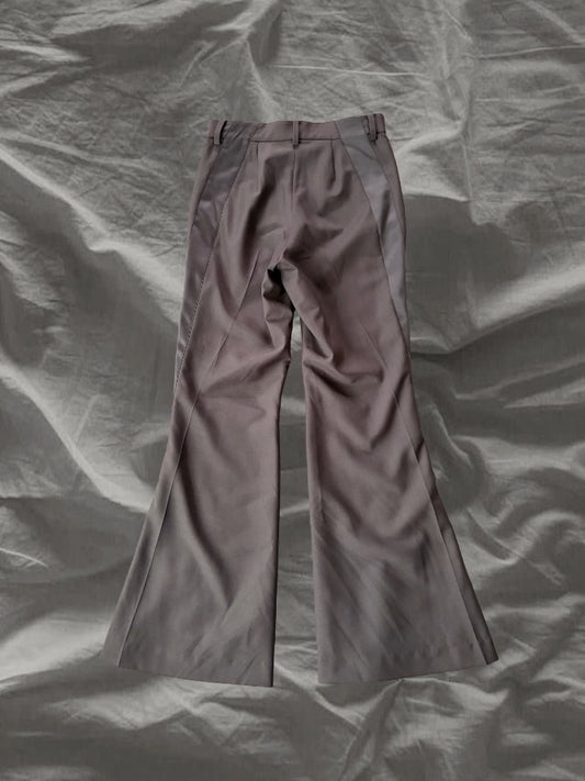sacai AW23 Polyester Wool Curved Flare Pants Beige Size 1