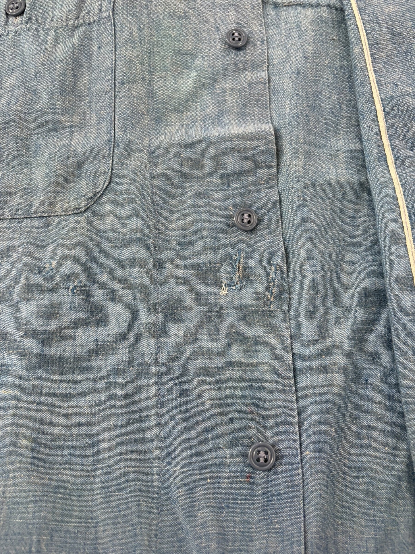 US NAVY chambray shirt 50s Petty Stencil Shirt Size L