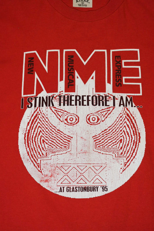 GLASTONBURY 90s NME Prodigy Graphic T-Shirt Red Size XL