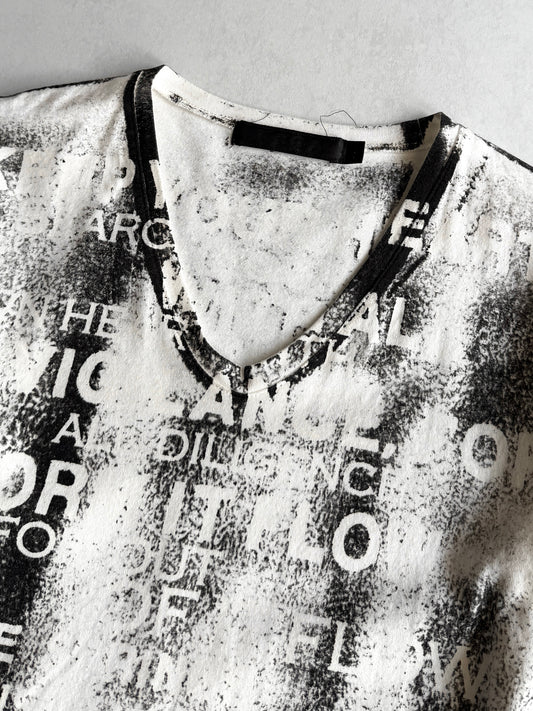 FUGA Distressed Typography Tee Size 44